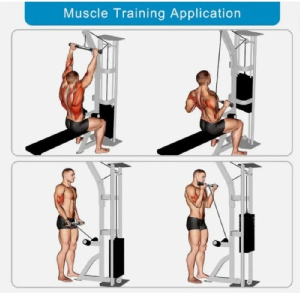 Rotating Straight Bar Cable Machines Attachments for Gym, Pull Down Bar Press...